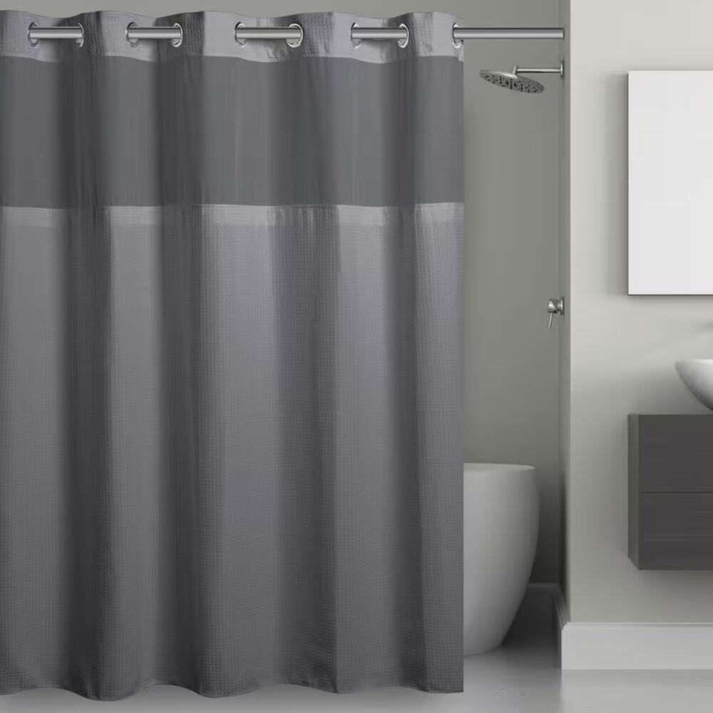 Gray Shower Curtain with Grommets - Classic Shower Curtain